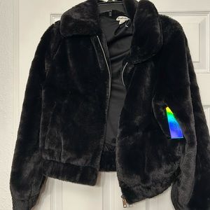 Fur bomber coat